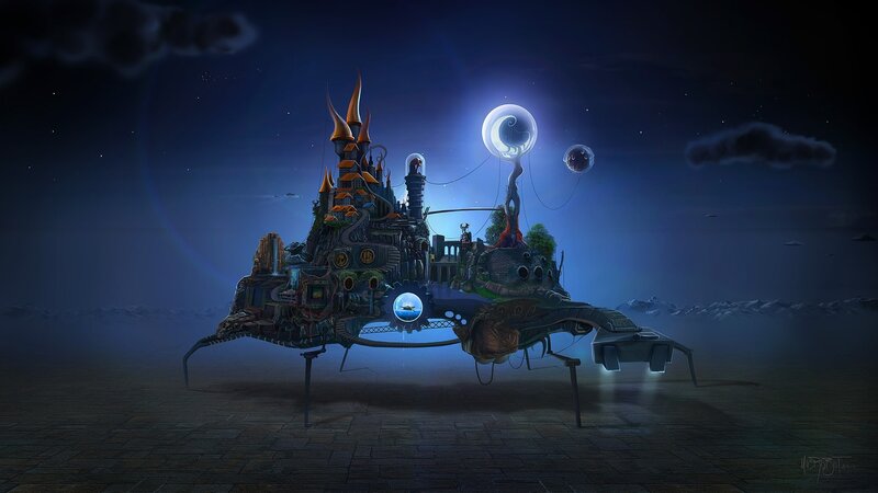 Flying Castle Ship — Blue