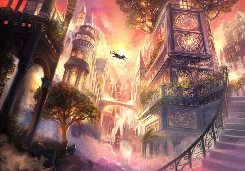 Flying Cat over Castle