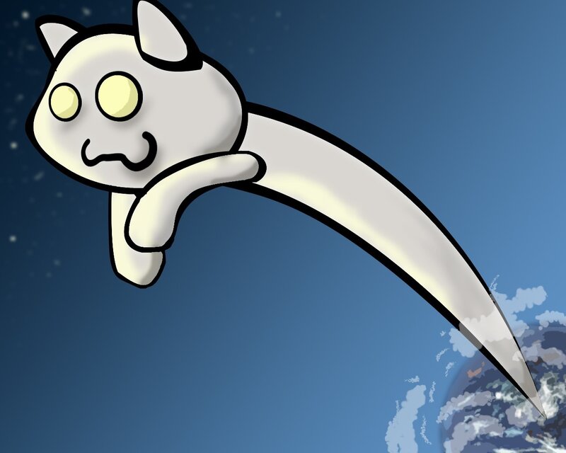 flying cat over earth