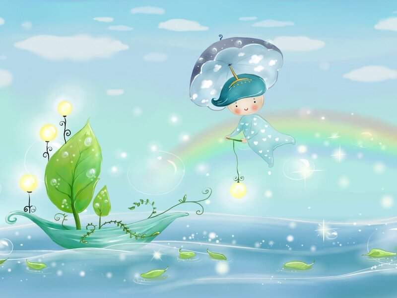Flying Child with Umbrella