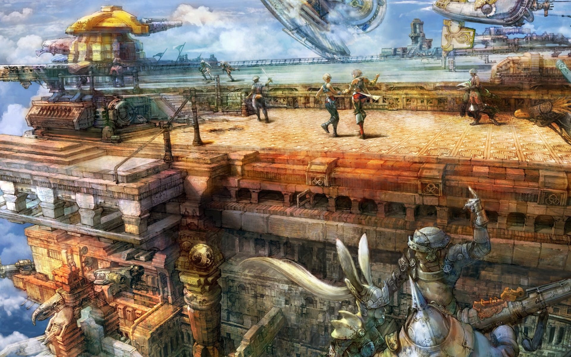 flying city battle scene