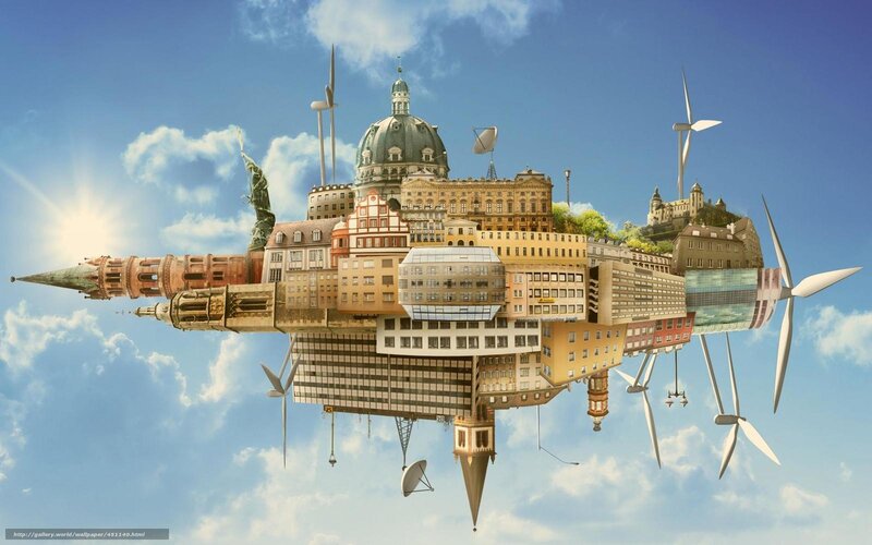 flying city collage