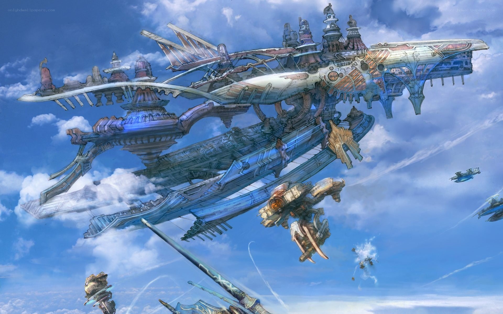 flying city in battle