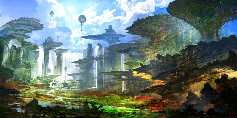 Flying City in Forest