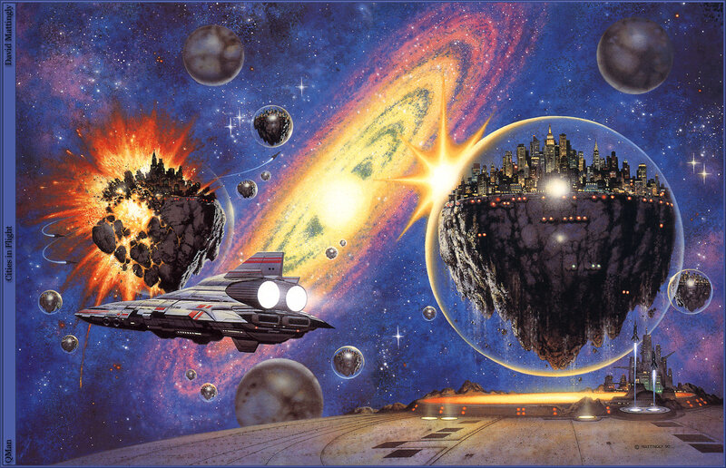 Flying City in Space — Blue