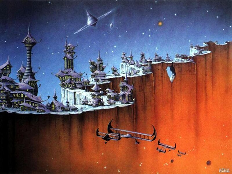 Flying City on Cliff