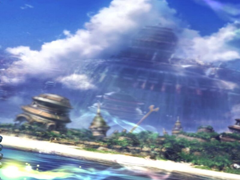 flying city over coastal landscape