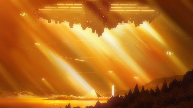 Flying City over Landscape — Orange
