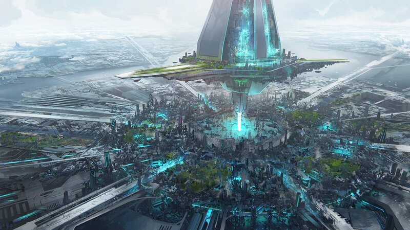 Flying City over Metropolis