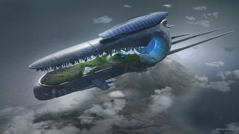 Flying City Spaceship