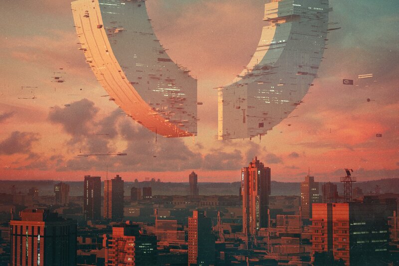 Flying City Structures — Orange, Dramatic