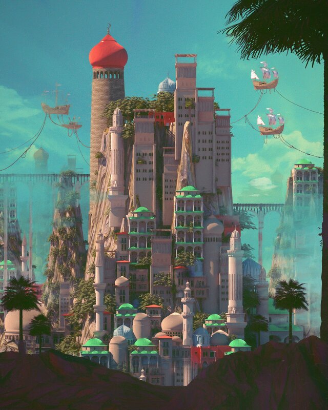 Flying City with Ships