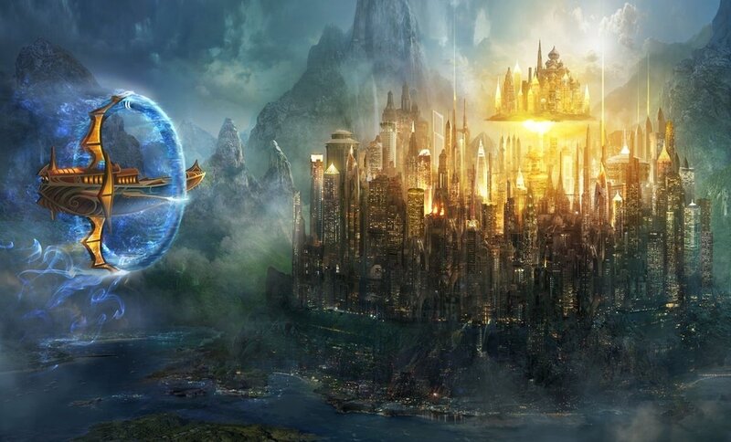 Flying Cityscape — Blue