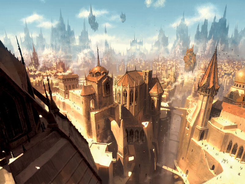 Flying Cityscape — Brown, Dramatic
