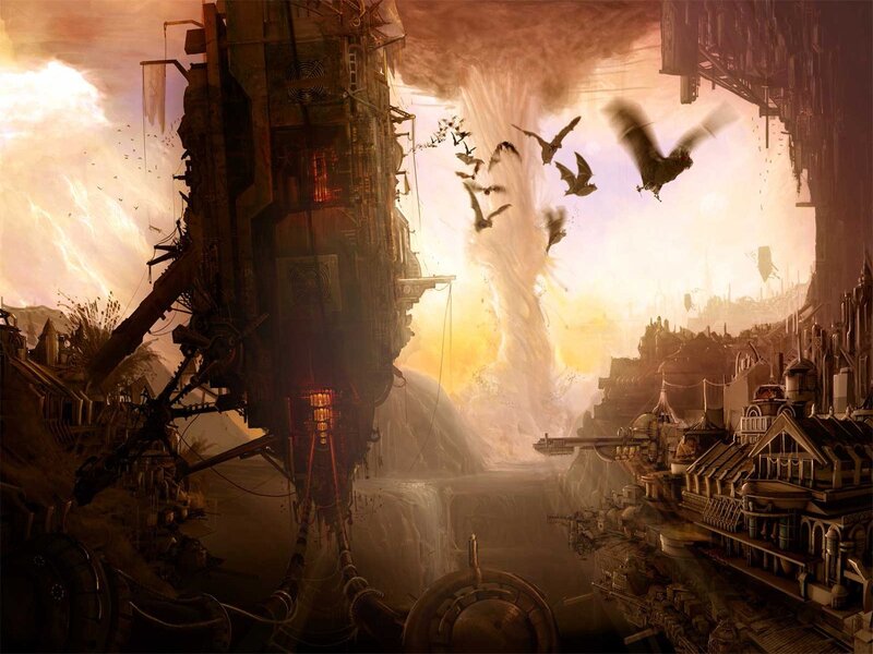 Flying Cityscape — Brown