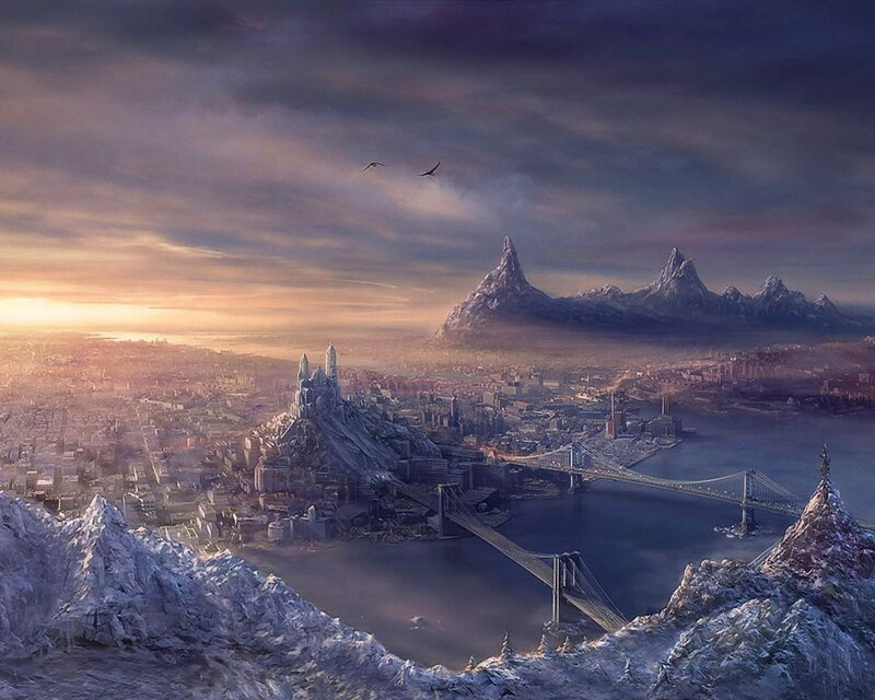 Flying Cityscape — Gray