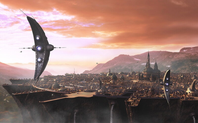 Flying Cityscape — Orange