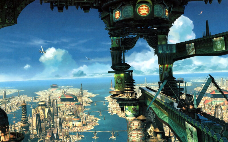 flying cityscape view