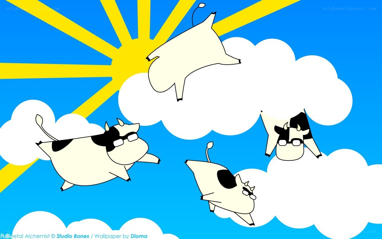 flying cows in the sky