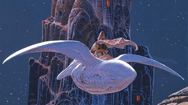flying creature near alien structure