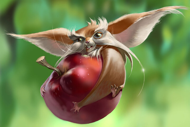 Flying Creature with Apple — Red