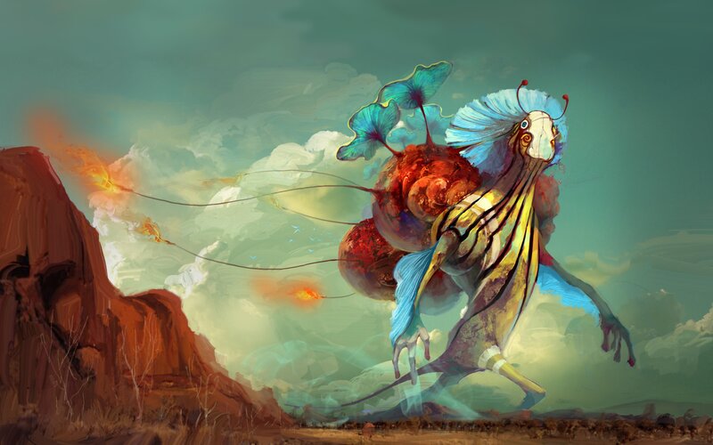 Flying Creature with Red Orb