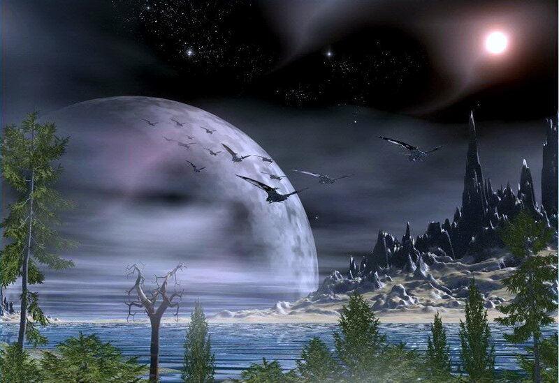 Flying Creatures on Alien Planet