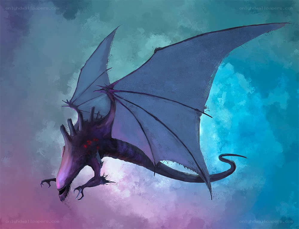 flying dragon in colorful sky