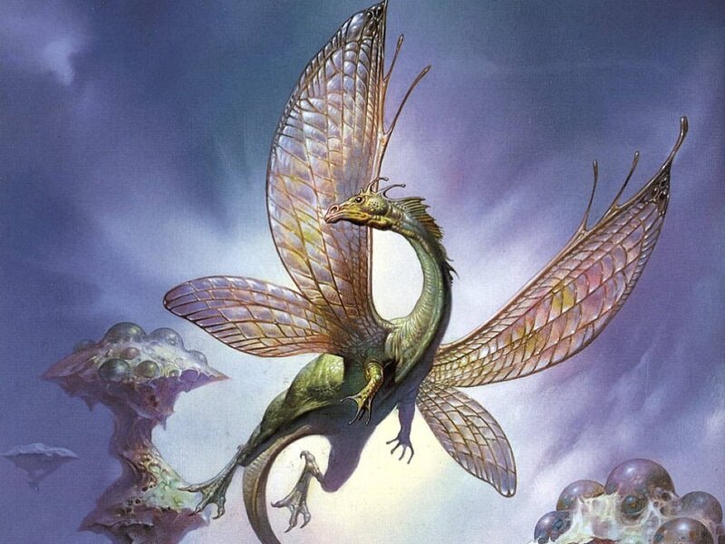 flying dragon in fantasy landscape