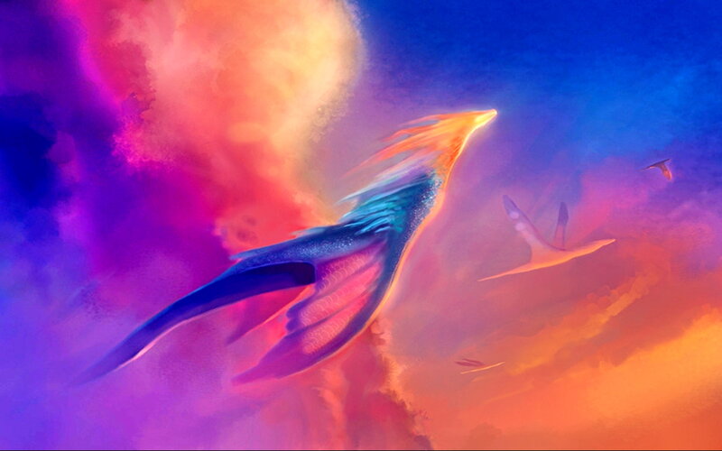 Flying Dragon in Sky — Purple