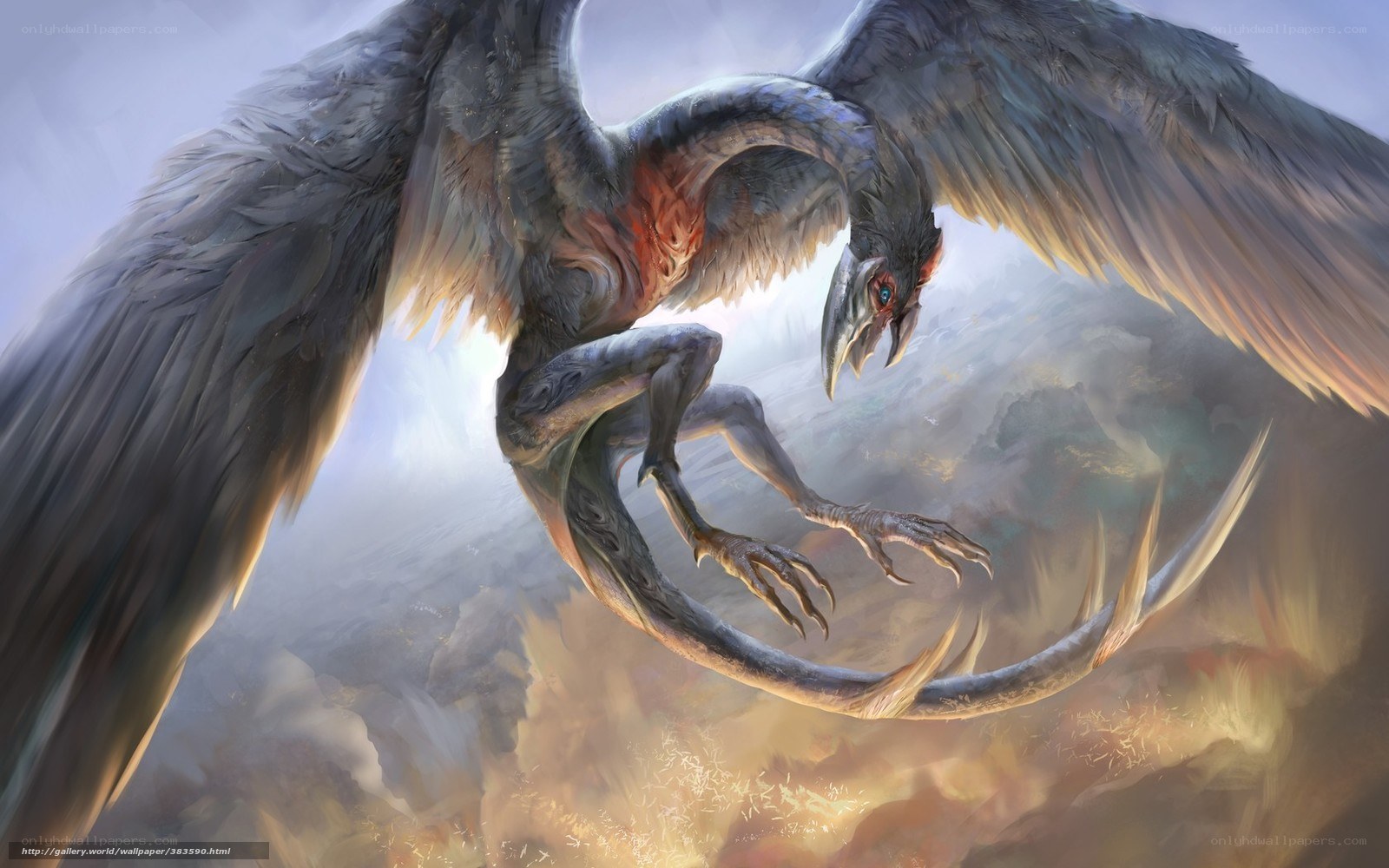flying dragon in storm
