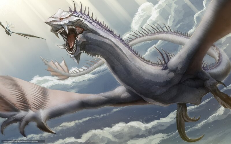 flying dragon in stormy sky