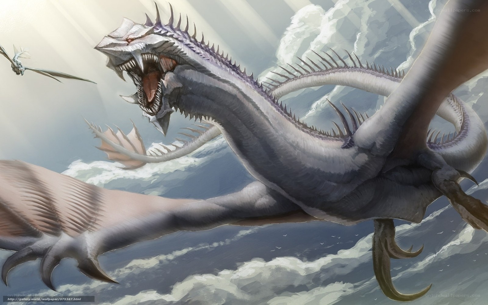 flying dragon in stormy sky