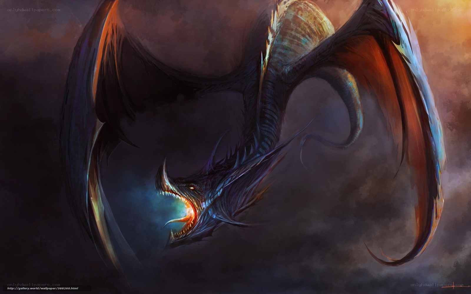 flying dragon with glowing breath