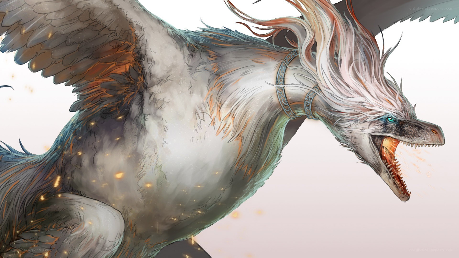 flying dragon with glowing eyes