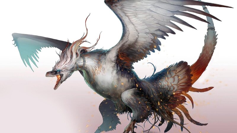 flying dragon with glowing feathers