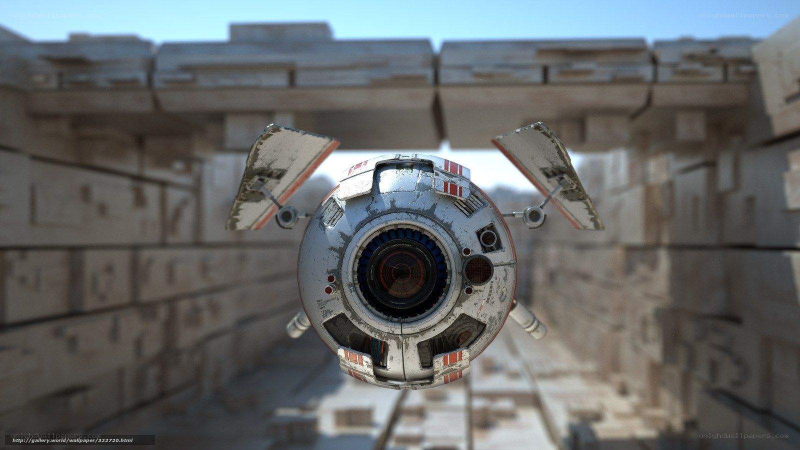 flying drone in ancient ruins