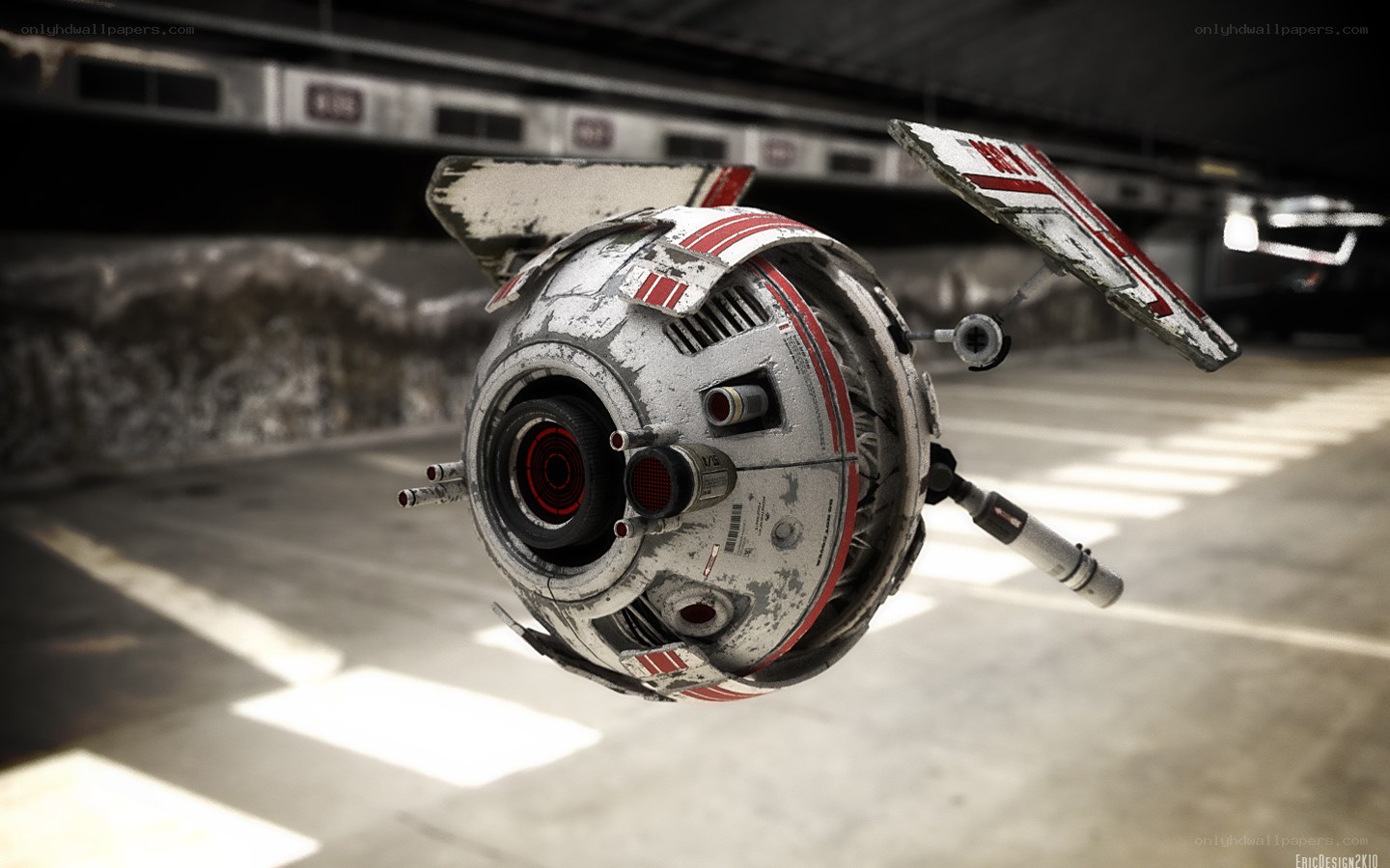 flying drone in parking garage