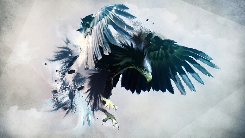 Flying Eagle — Black, Dramatic, Digital Art, Wings