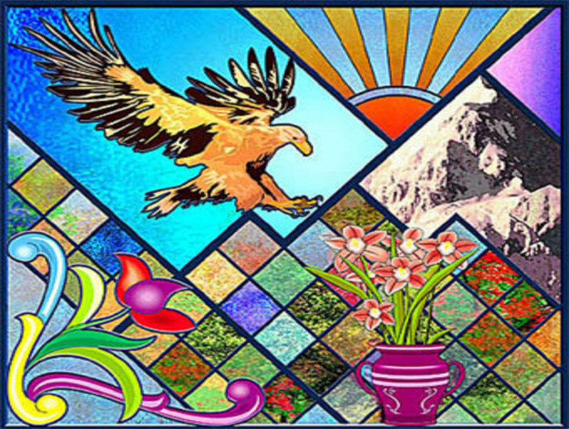 Flying Eagle in Stained Glass