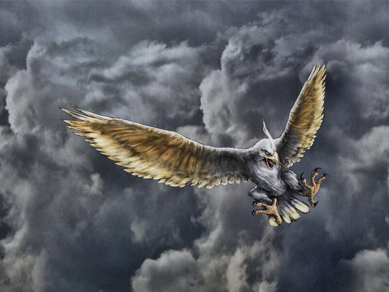 Flying Eagle in Storm