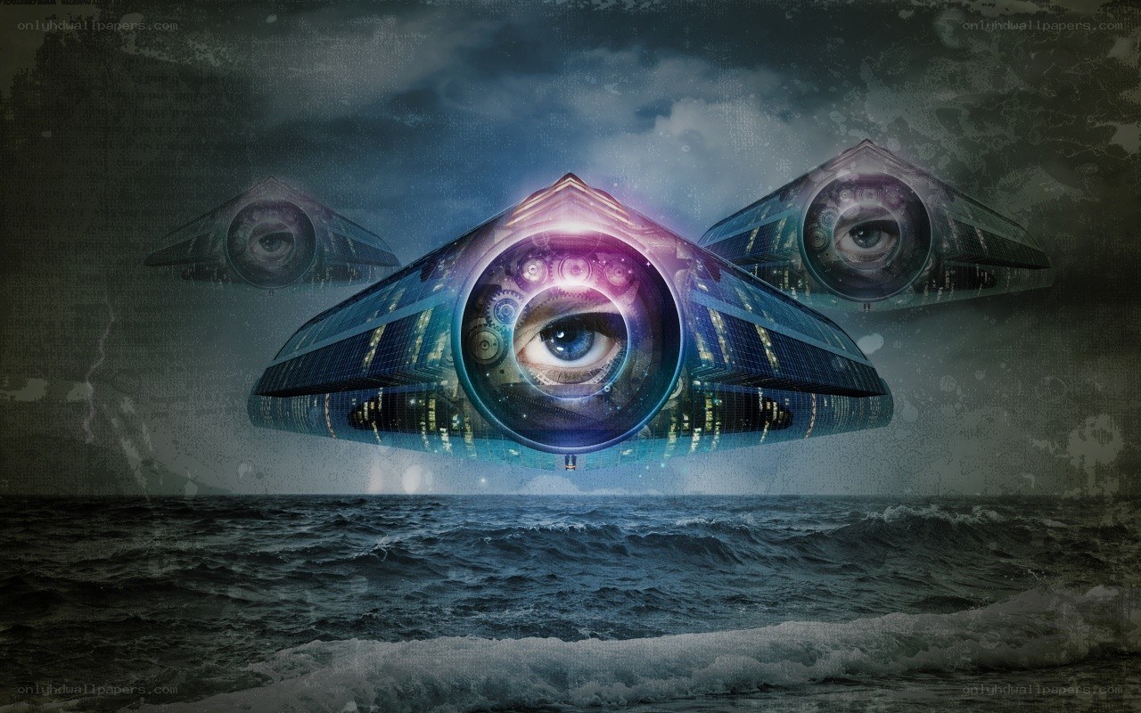 flying eye ships over ocean