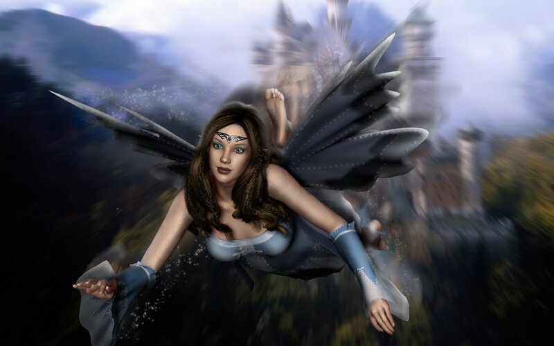 flying fairy with dark wings