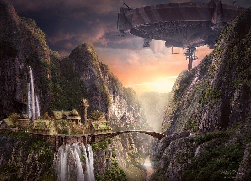 flying fortress over canyon village