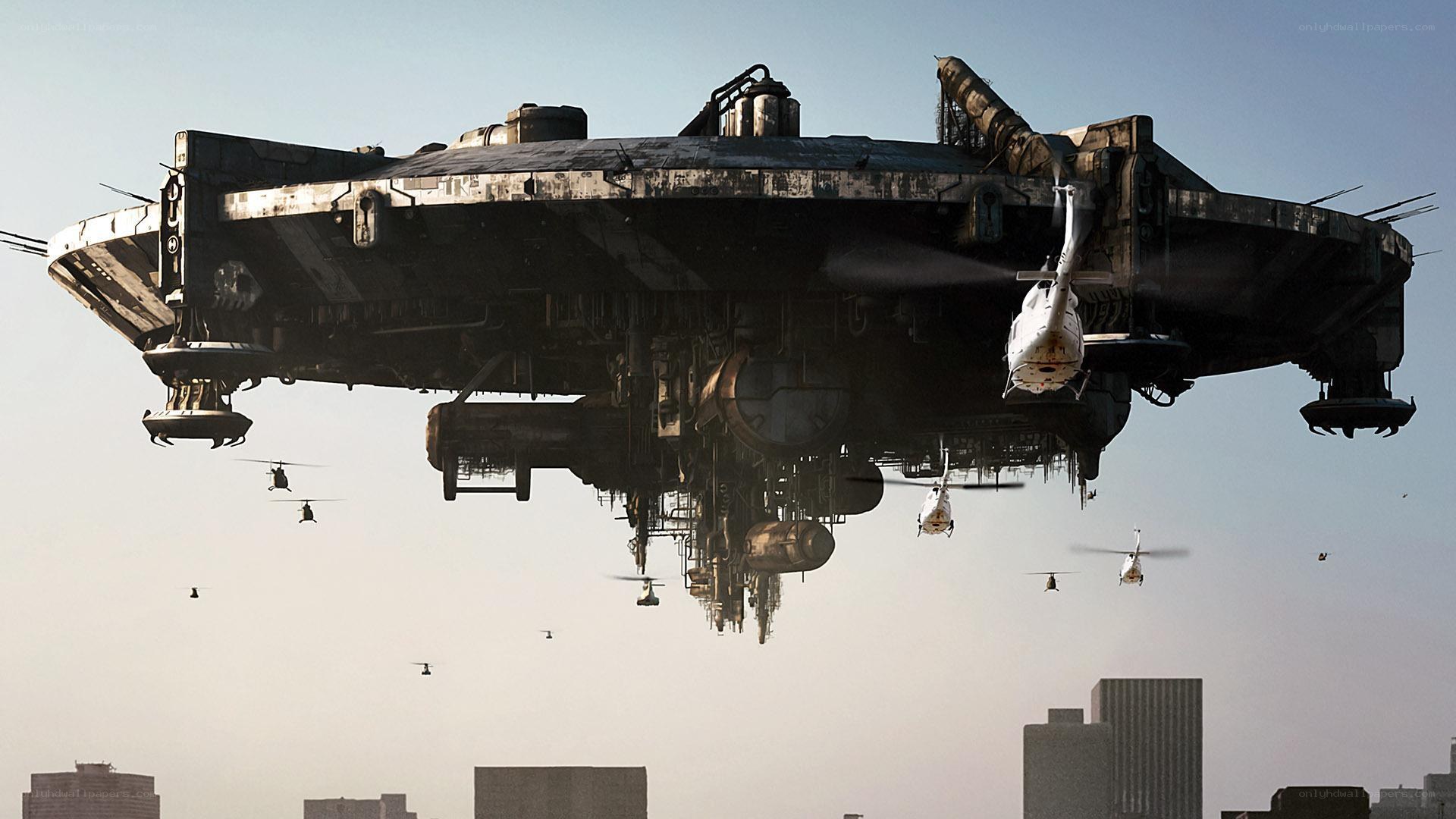 flying fortress over city