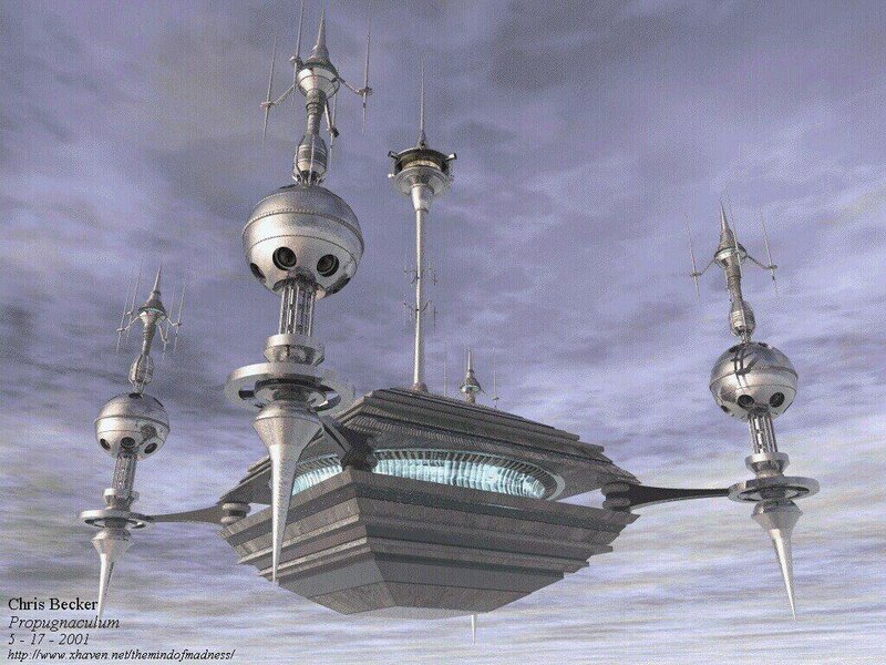 flying futuristic city