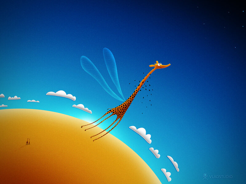 flying giraffe with wings