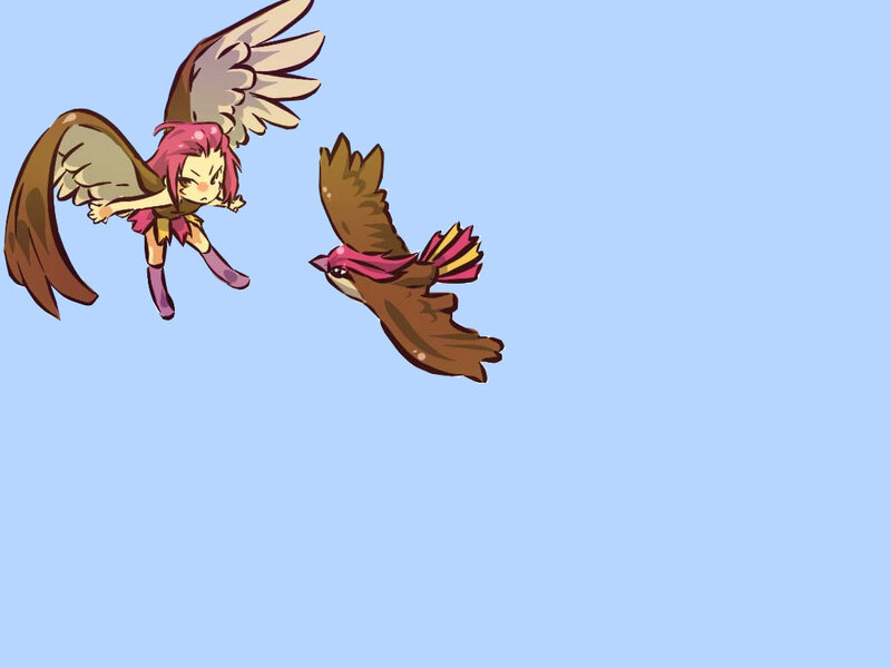 flying girl and bird