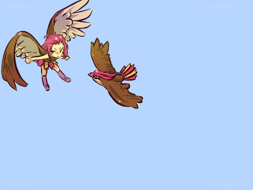 flying girl and bird
