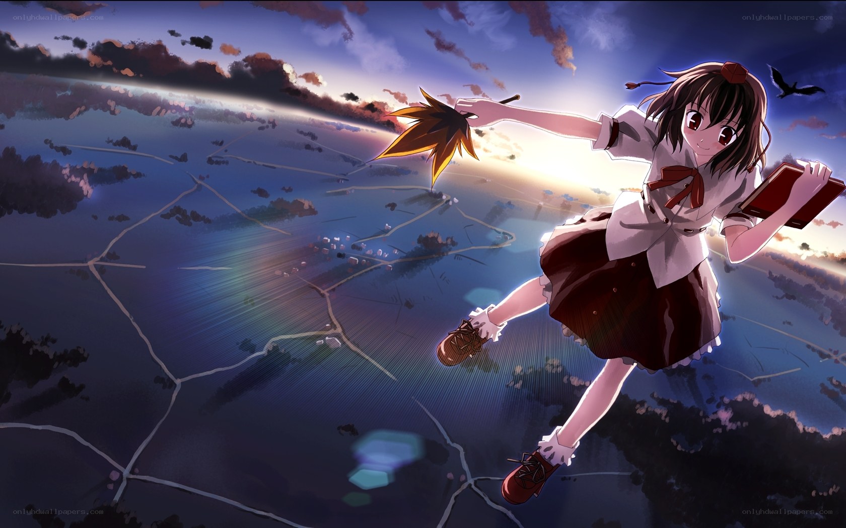 Flying girl with book
